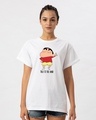 Shop Shinchan Hand Boyfriend T-Shirt-Front