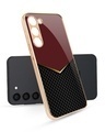 Shop Shining Chevron Red Mettalic Gold Premium Glass Case for Samsung Galaxy S23 Plus 5G-Front