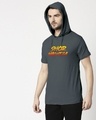 Shop Shor Machega Half Sleeve Hoodie T-Shirt Nimbus Grey-Front