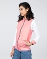 Shop Women's Pink & White Color Block Bomber Jacket-Design