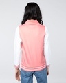 Shop Women's Pink & White Color Block Bomber Jacket-Full