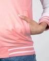Shop Women's Pink & White Color Block Bomber Jacket
