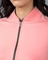 Shop Women's Pink & White Color Block Bomber Jacket