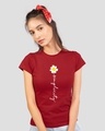 Shop Women's Red Simplicity Daisy Typography Slim Fit T-shirt-Front