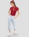 Shop Women's Red Simplicity Daisy Typography Slim Fit T-shirt-Design