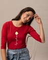 Shop Simplicity Daisy Round Neck 3/4 Sleeve T-Shirt Bold Red-Front