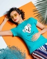 Shop Women's Blue Simply Pawfect Graphic Printed Slim Fit T-shirt-Front