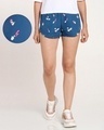 Shop Women's Blue Skate Board All Over Printed Boxers-Front