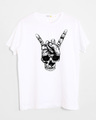 Shop Skull Horn Hand Half Sleeve T-Shirt-Front