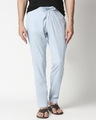 Shop Sky Blue Casual Cotton Trouser-Front