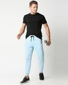 Shop Sky Blue Casual Jogger Pants With Zipper-Full