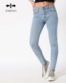Shop Sky Blue Mid Rise Stretchable Women's Jeans-Front