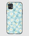 Shop Sky Blue & White Daisy Art Floral Premium Glass Case for Nothing Phone (1)-Front