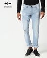 Shop Slate Blue Distressed Mid Rise Stretchable Men's Jeans