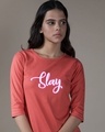 Shop Slay Neon Round Neck 3/4th Sleeve T-Shirt-Front