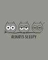 Shop Sleepy Always Owl Round Neck 3/4th Sleeve T-Shirt-Full