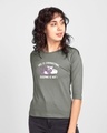 Shop Sleepy Cat Round Neck 3/4 Sleeve T-Shirt Meteor Grey-Front