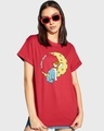 Shop Women's Red Sleepy Head Graphic Printed Boyfriend T-shirt-Front