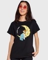 Shop Women's Black Sleepy Head Graphic Printed Boyfriend T-shirt-Front