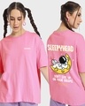 Shop Women's Pink Sleepy Head Graphic Printed Oversized T-shirt-Front