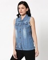 Shop Women's Blue Relaxed Fit Denim Jacket-Design