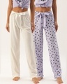 Shop Pack of 2 Lounge Pants - AOP Lavender and Solid Snow White-Front