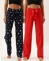 Shop Pack of 2 Lounge Pants - AOP Navy and Solid Red-Front