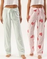 Shop Pack of 2 Lounge Pants - AOP Pink and Solid Aqua Green-Front