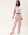 Shop Pack of 2 Lounge Pants - AOP Pink and Solid Aqua Green
