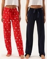 Shop Pack of 2 Lounge Pants - AOP Red and Solid Navy-Front