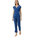 Shop Women's Blue Polka print lace blue Pyjama set-Front