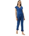 Shop Women's Blue Polka print lace blue Pyjama set
