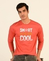 Shop Smart Is The New Cool Full Sleeve T-Shirt Smoke Red-Front