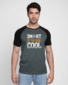 Shop Smart Is The New Cool Half Sleeve Raglan T-Shirt Nimbus Grey-Black-Front