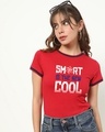 Shop Smart is the new cool Varsity Half Sleeve T-shirt-Front