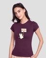 Shop Smile Today - Penguin Half Sleeve T-Shirt Deep Purple-Front