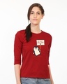 Shop Smile Today - Penguin Round Neck 3/4th Sleeve T-Shirt Bold Red-Front