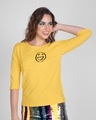 Shop Smiley Emoji Round Neck 3/4th Sleeve T-Shirt-Front