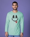 Shop Smiley Headphone Face Full Sleeve T-Shirt-Front