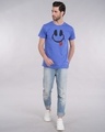 Shop Smiley Headphone Face Half Sleeve T-Shirt-Full