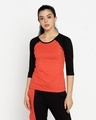 Shop Women's Smoke Red 3/4th Sleeve Slim Fit Raglan T-shirt-Full