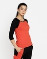 Shop Women's Smoke Red 3/4th Sleeve Slim Fit Raglan T-shirt-Design