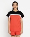 Shop Smoke Red 90's Vibe Asymmetric Three Panel Boyfriend T-Shirt-Full