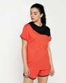 Shop Smoke Red- Black Color Block Boyfriend T-shirt-Design