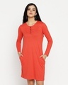 Shop Smoke Red Henley Pocket Dress-Full