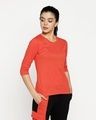 Shop Smoke Red Round Neck 3/4th Sleeve T-Shirt-Design
