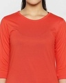 Shop Smoke Red Round Neck 3/4th Sleeve T-Shirt