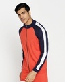 Shop Men's Orange & Blue Color Block Zipper Bomber Jacket-Design
