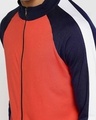 Shop Men's Orange & Blue Color Block Zipper Bomber Jacket