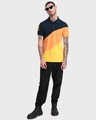 Shop Men's Smoked Paprika Cut N Sew Color Block Polo T-shirt-Full